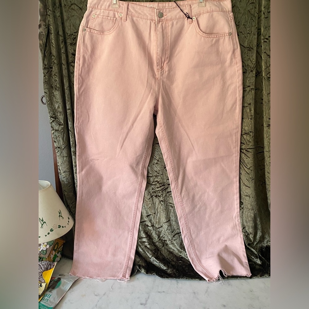 Jeans women juniors size 17 Blush‎ pink raw edge hem